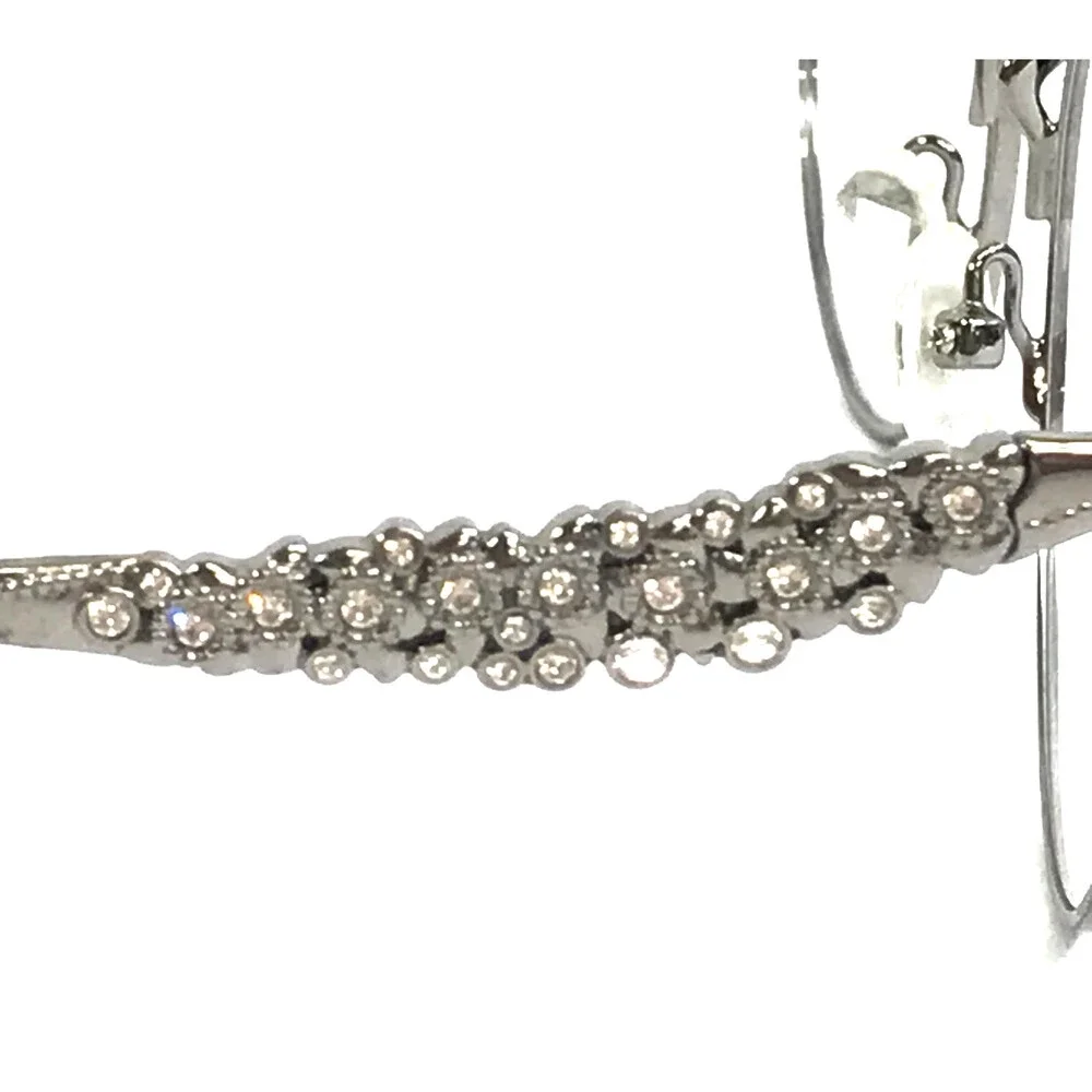 Judith Leiber Eyeglasses Frames Demure Sun Wood Silver Sparkly Crystal 54-19-145
